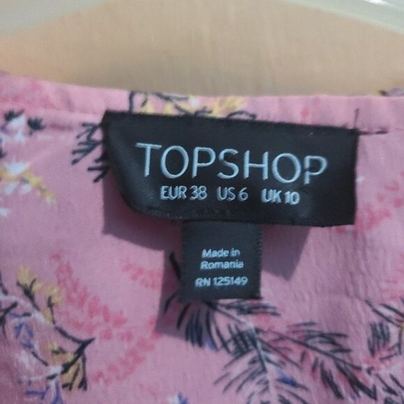 Topshop off duty pink floral ruffle dress 6 - Picture 7 of 7